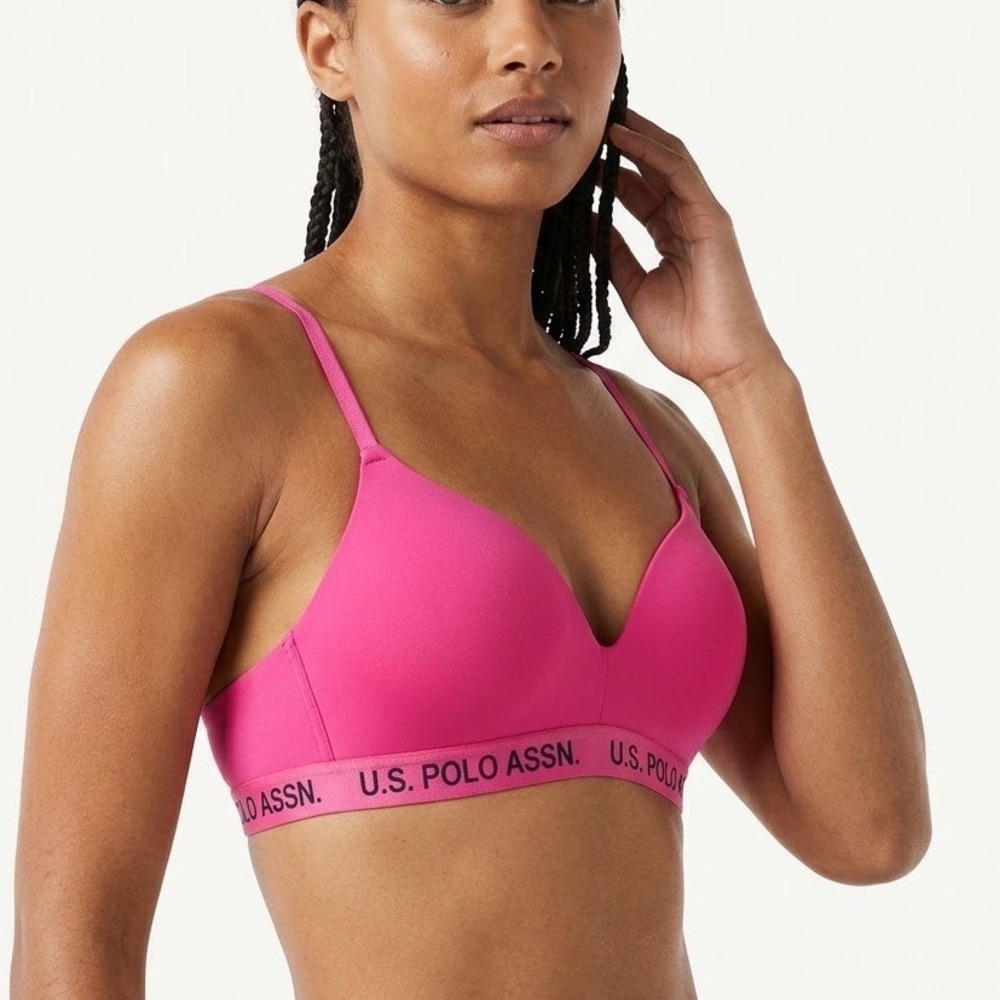 US Polo Assn Hot Pink Wireless Logo Band T-Shirt Bra 36B